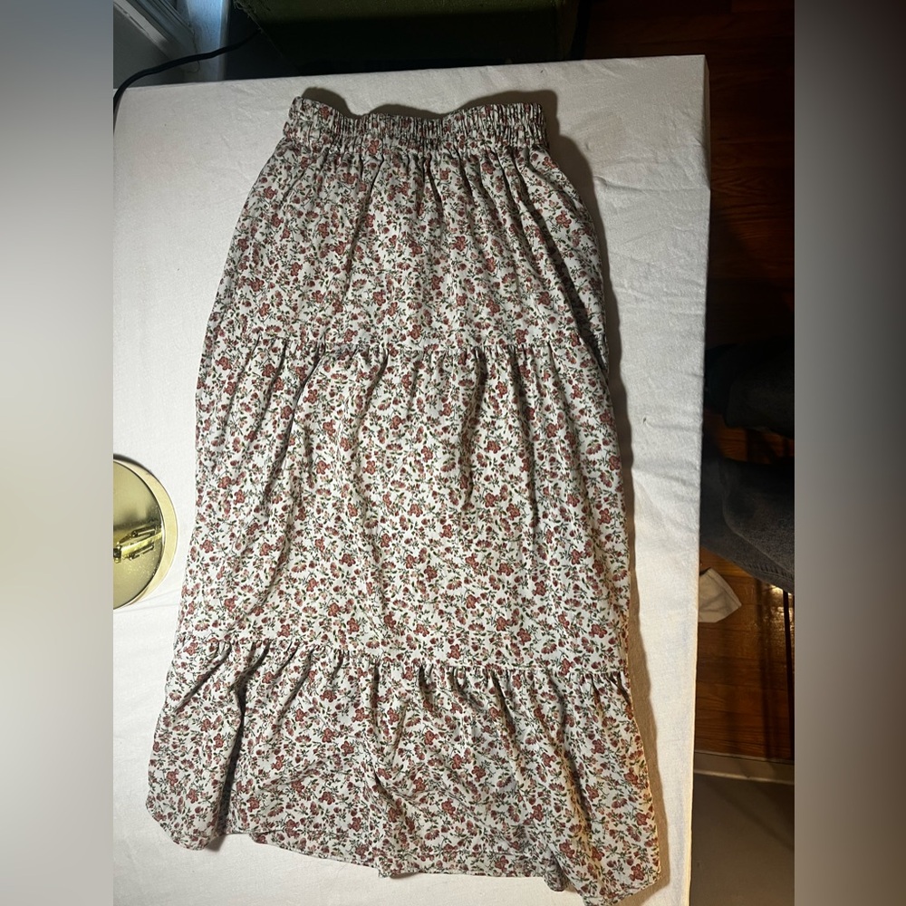 flowy floral skirt